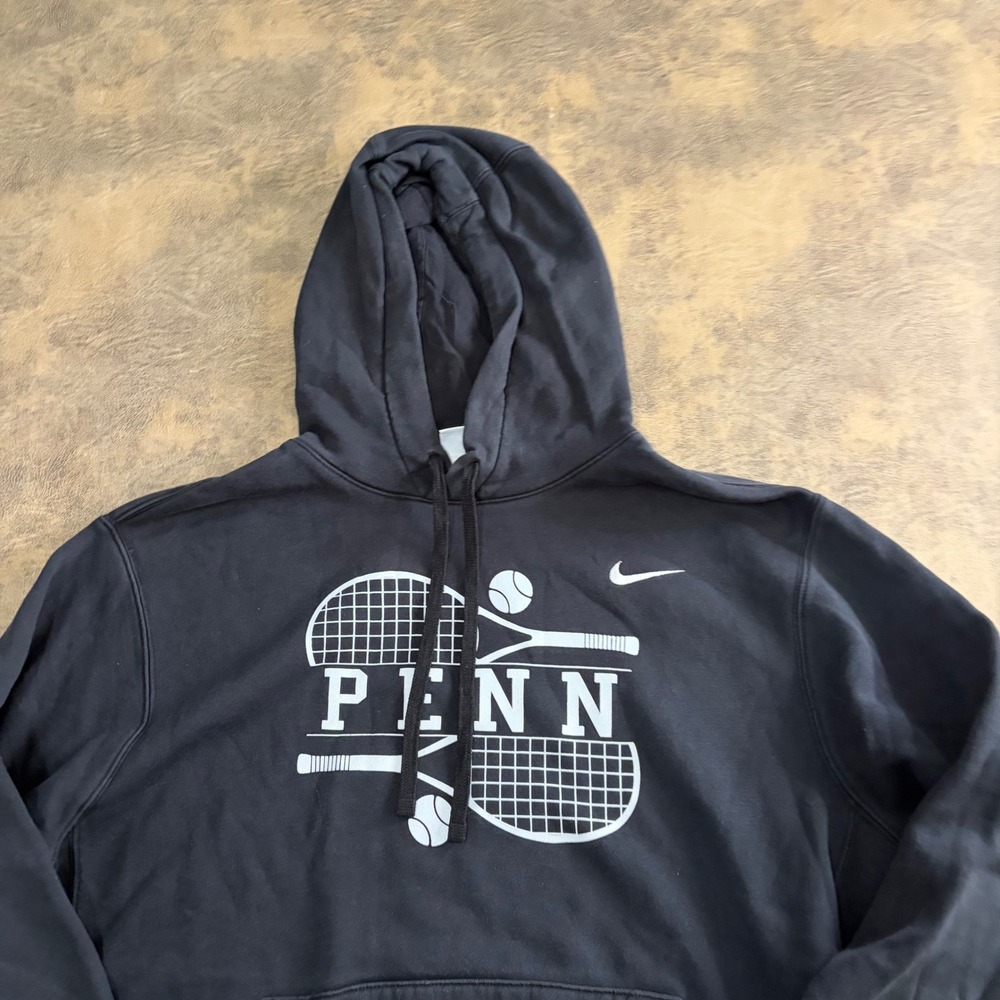 Nike Penn Tennis Hoodie Mens Large Black Graphic Pullover Sweatshirt CJ1611-010